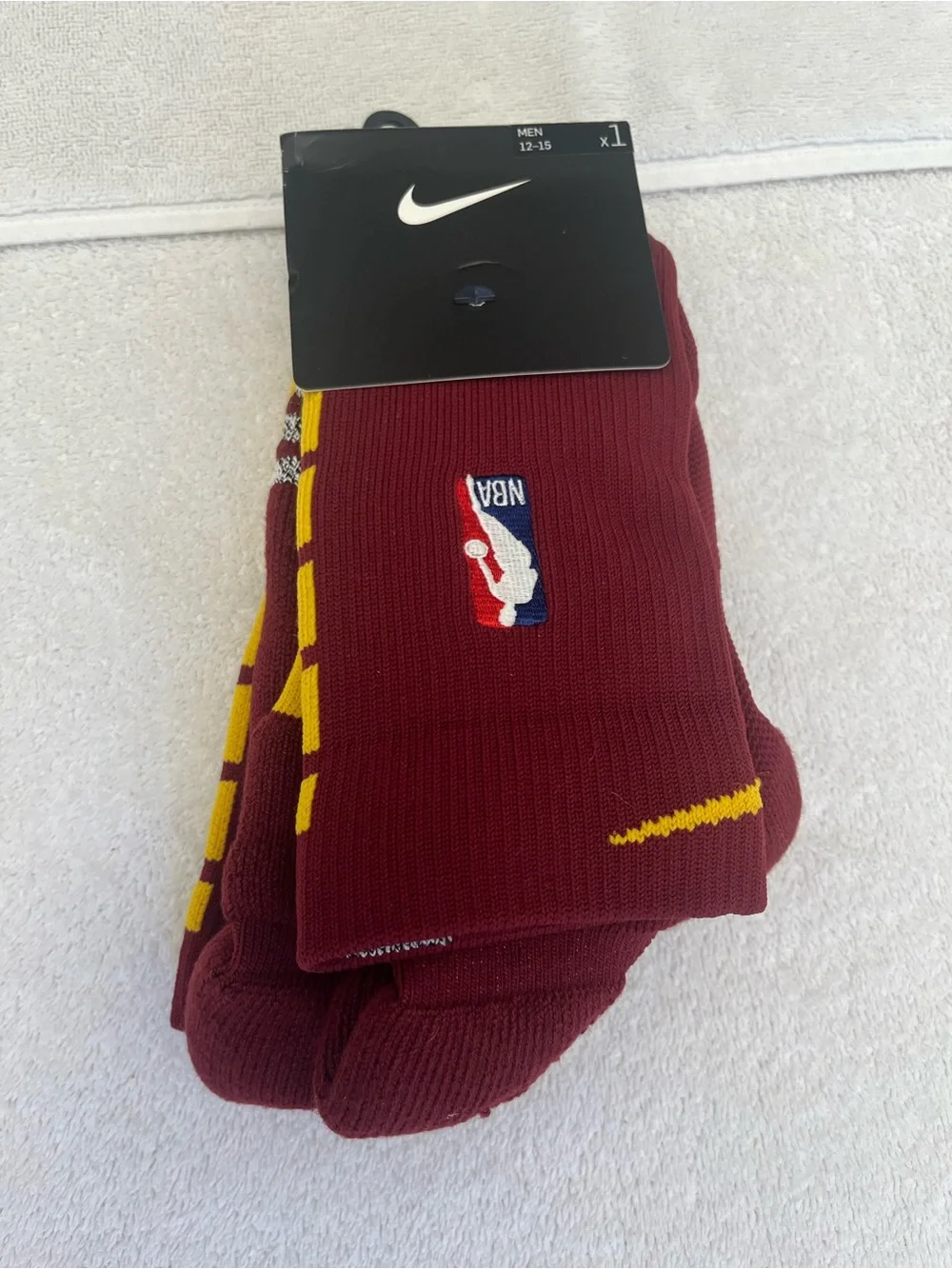 Nike NBA NWT Men’s Size XL 12-15 Socks Wine/Gold Cleveland Cavaliers 1 Pair NEW